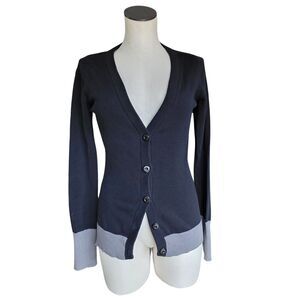 Roxy Black Gray Two Tone Button Cardigan Sweater Size Small Womens Minimalist
